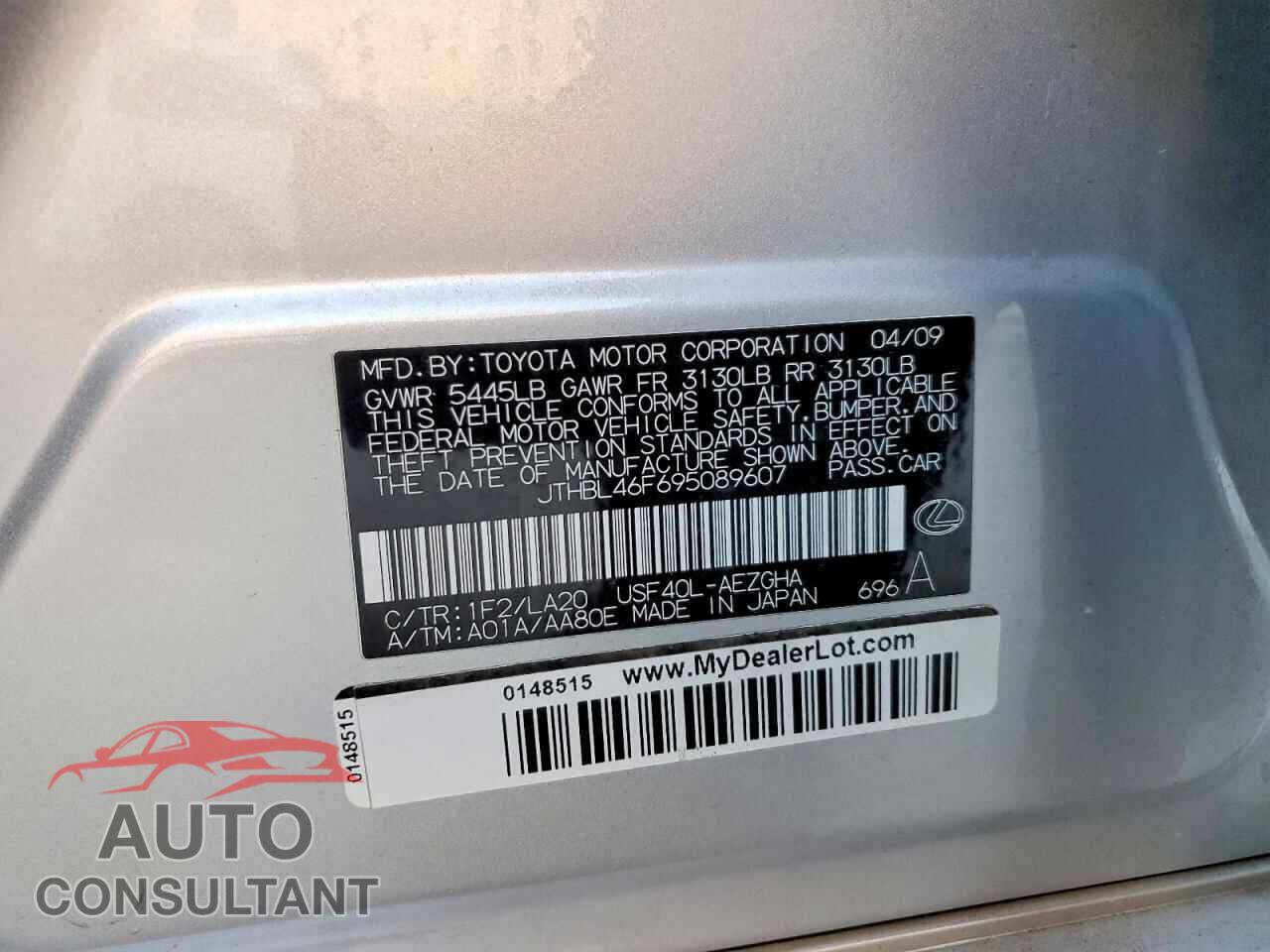 LEXUS LS460 2009 - JTHBL46F695089607