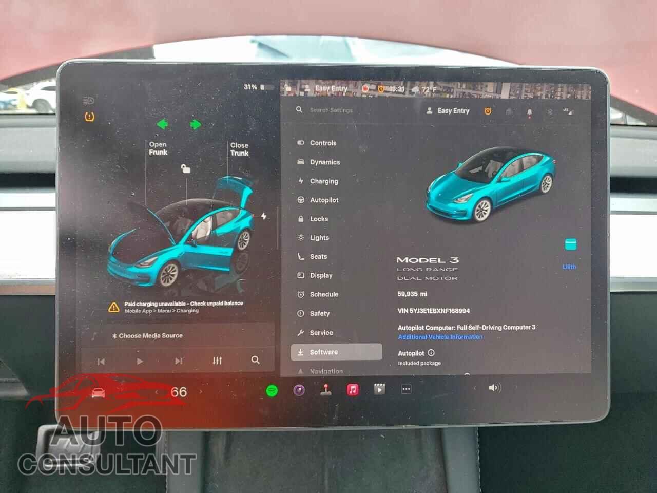 TESLA MODEL 3 2022 - 5YJ3E1EBXNF168994