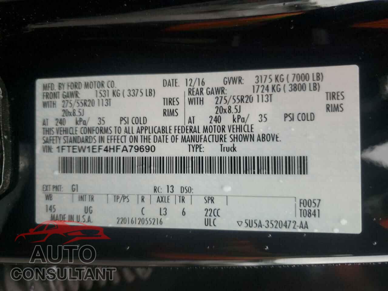 FORD F-150 2017 - 1FTEW1EF4HFA79690