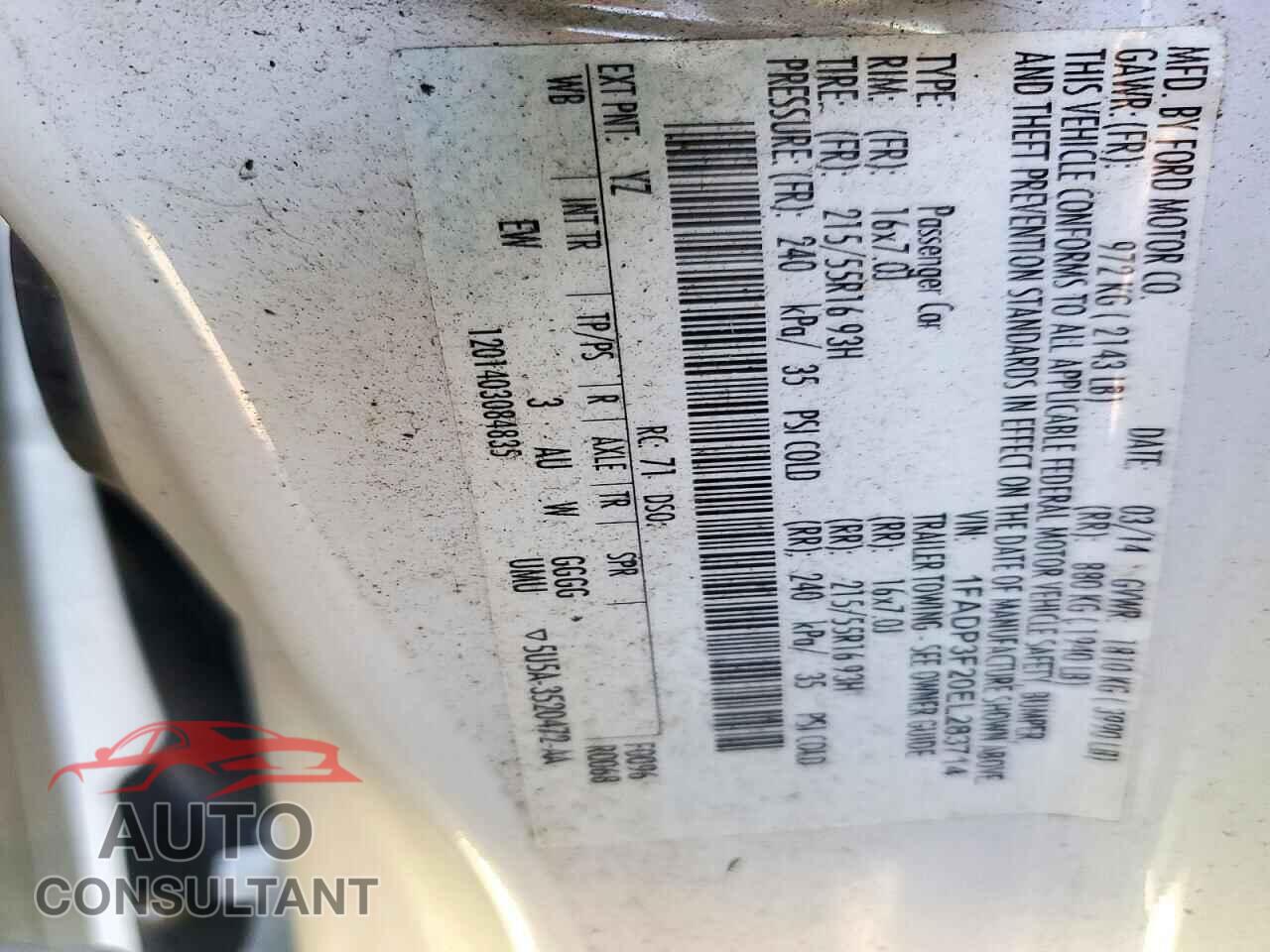 FORD FOCUS 2014 - 1FADP3F20EL283714