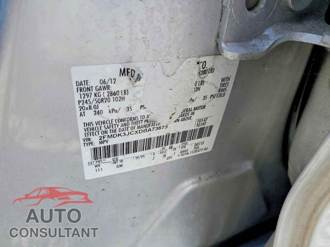 FORD EDGE 2013 - 2FMDK3JCXDBA73673