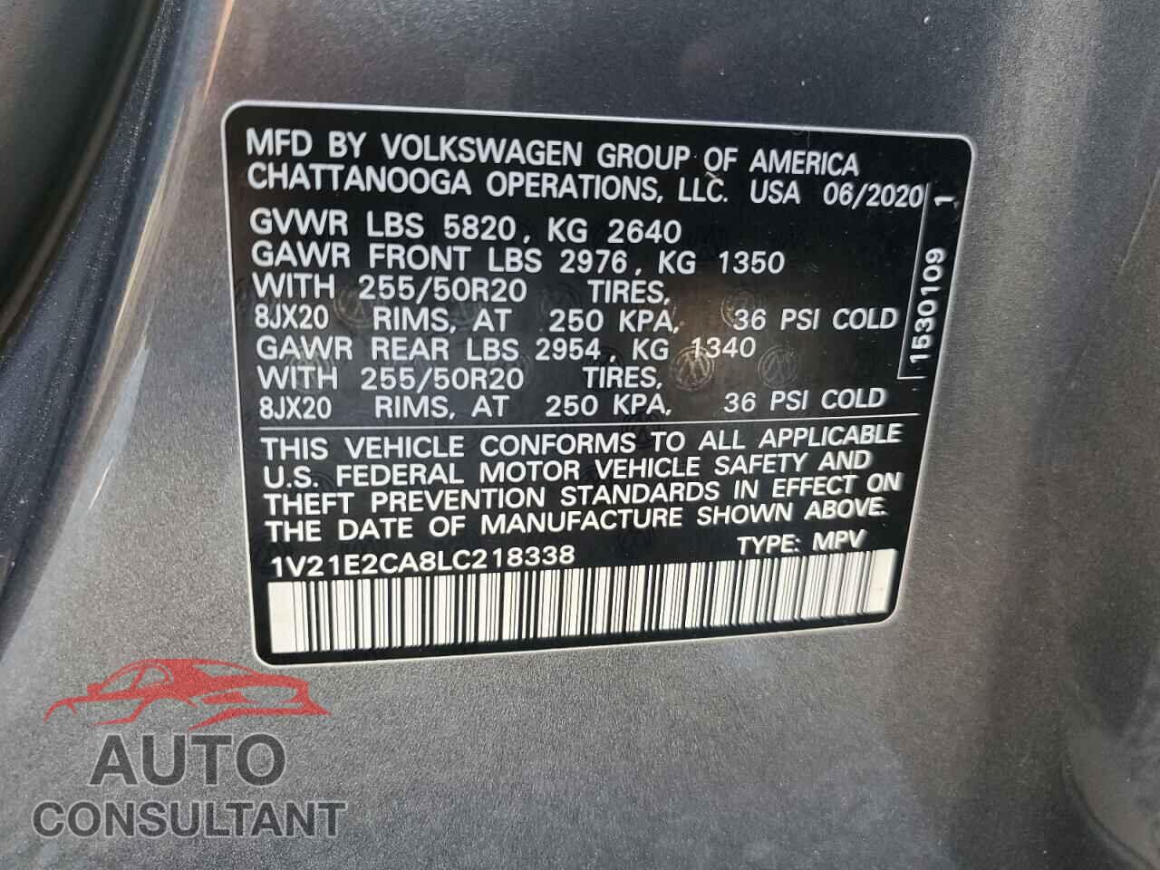 VOLKSWAGEN ATLAS 2020 - 1V21E2CA8LC218338