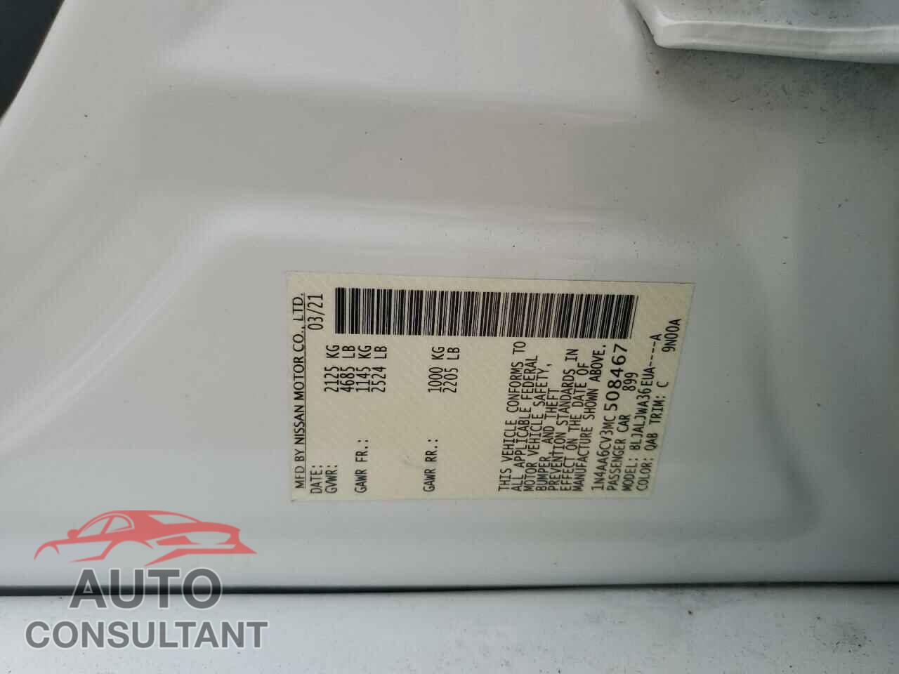 NISSAN MAXIMA 2021 - 1N4AA6CV3MC508467