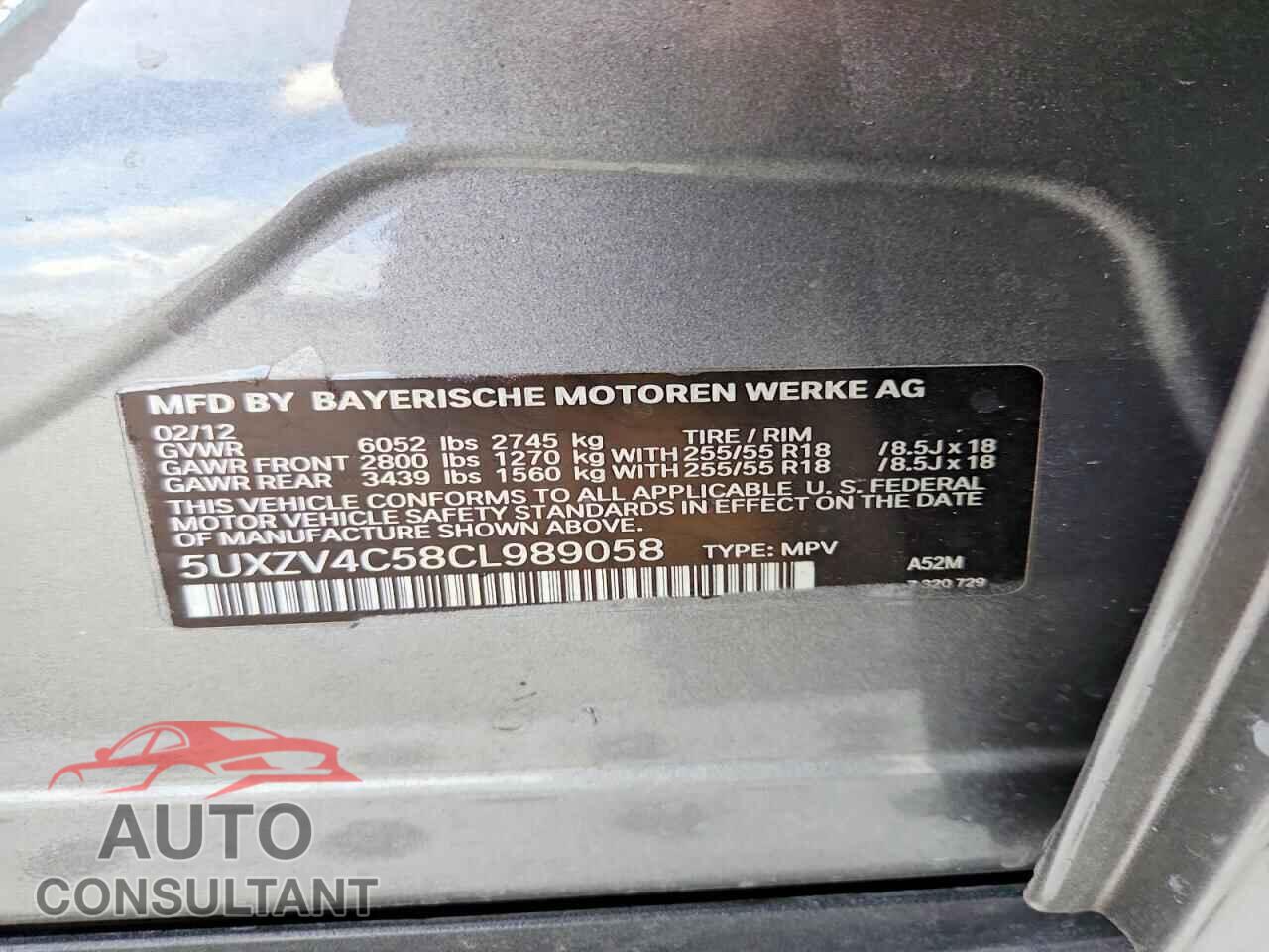 BMW X5 2012 - 5UXZV4C58CL989058