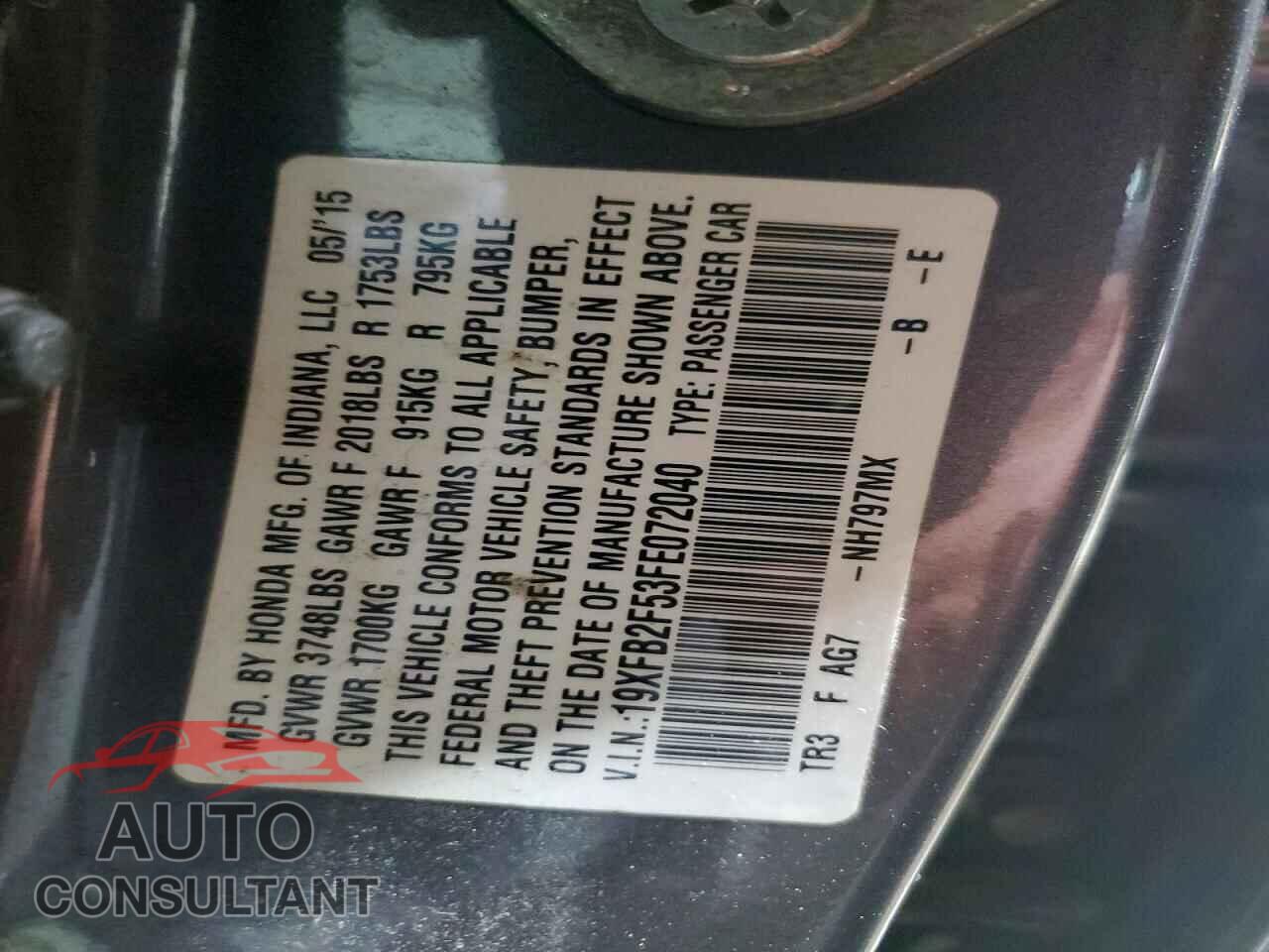 HONDA CIVIC 2015 - 19XFB2F53FE072040