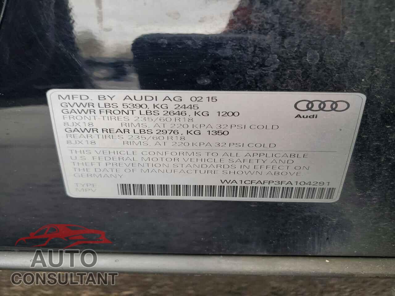 AUDI Q5 2015 - WA1CFAFP3FA104291