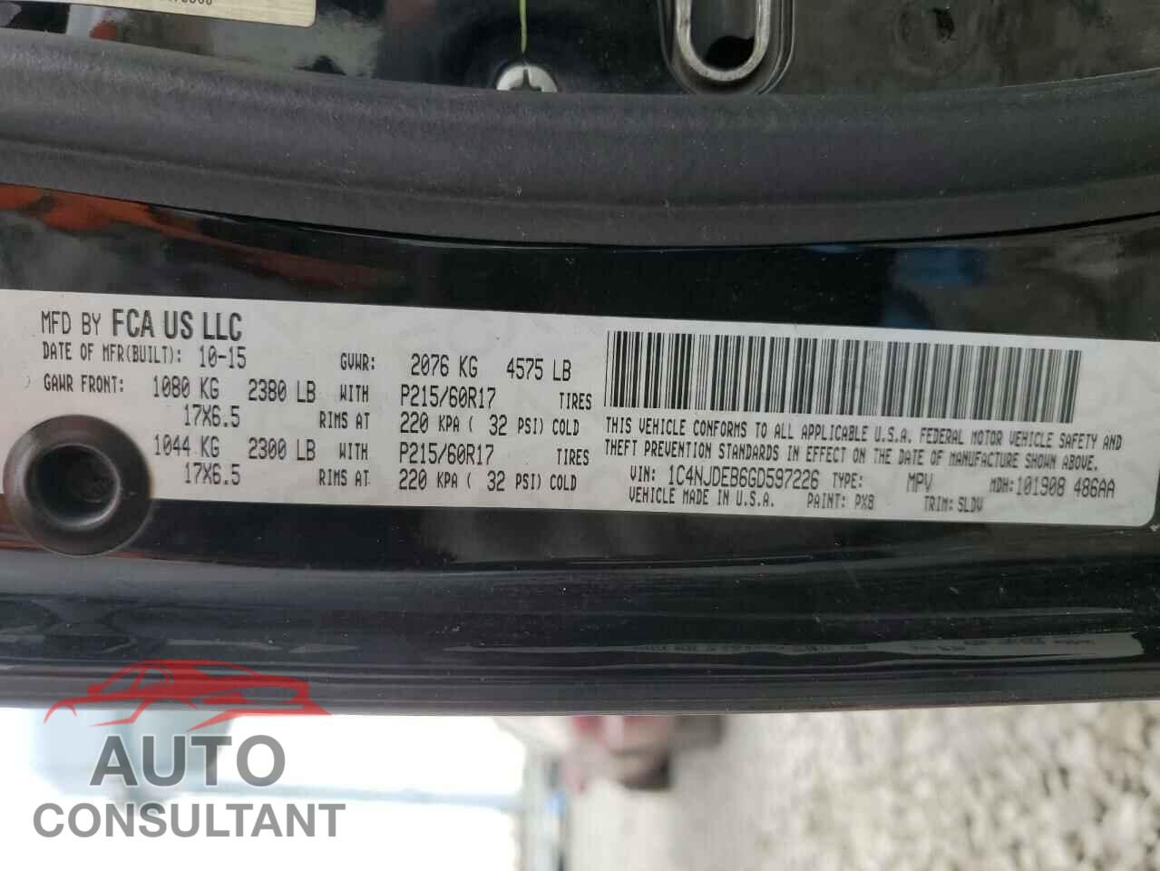 JEEP COMPASS 2016 - 1C4NJDEB6GD597226