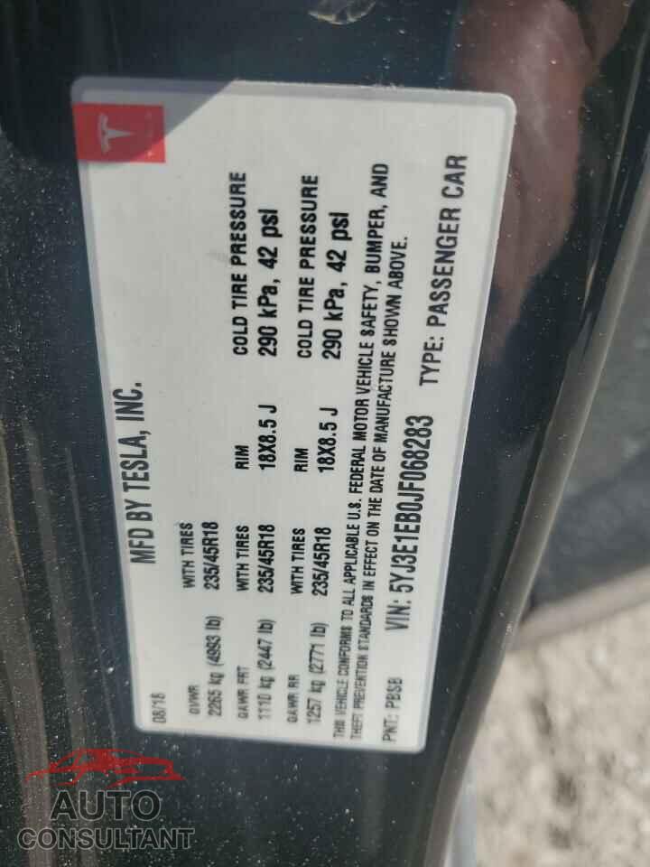 TESLA MODEL 3 2018 - 5YJ3E1EB0JF068283