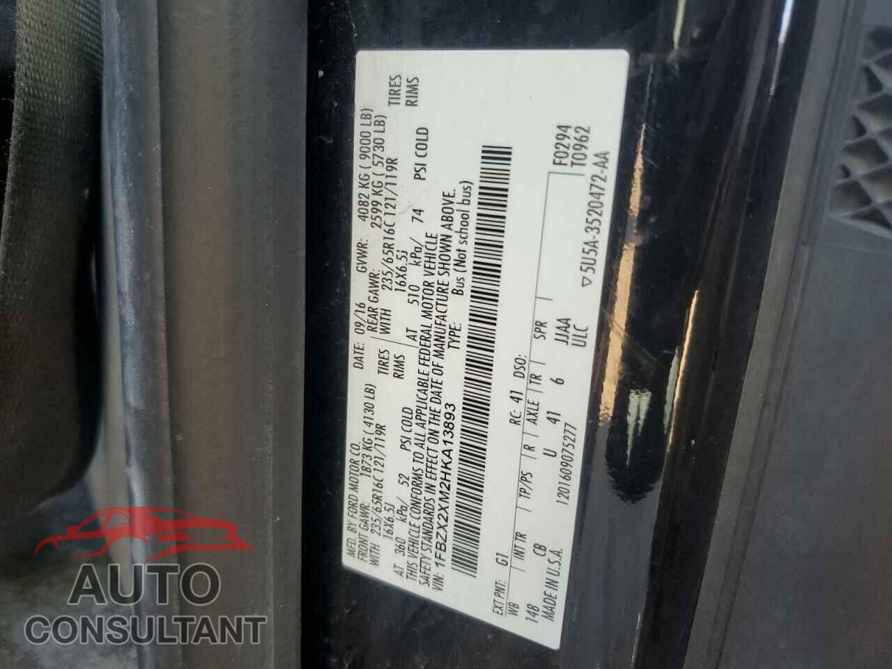 FORD TRANSIT 2017 - 1FBZX2XM2HKA13893
