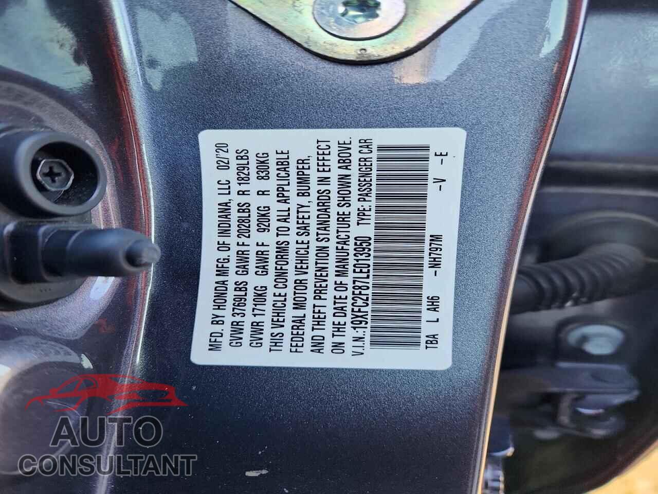 HONDA CIVIC 2020 - 19XFC2F87LE013950