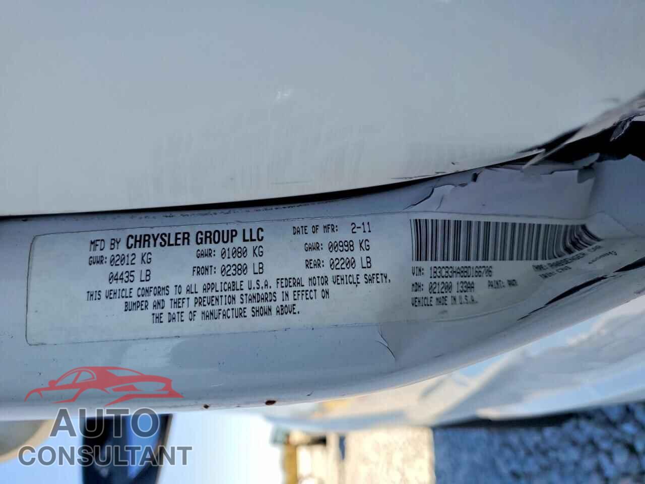 DODGE CALIBER 2011 - 1B3CB3HA8BD166706