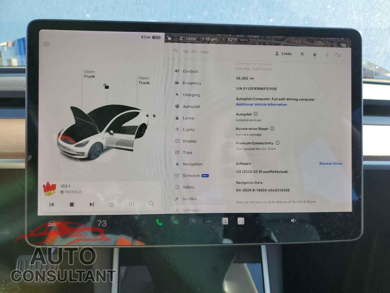TESLA MODEL 3 2019 - 5YJ3E1EB8KF511135