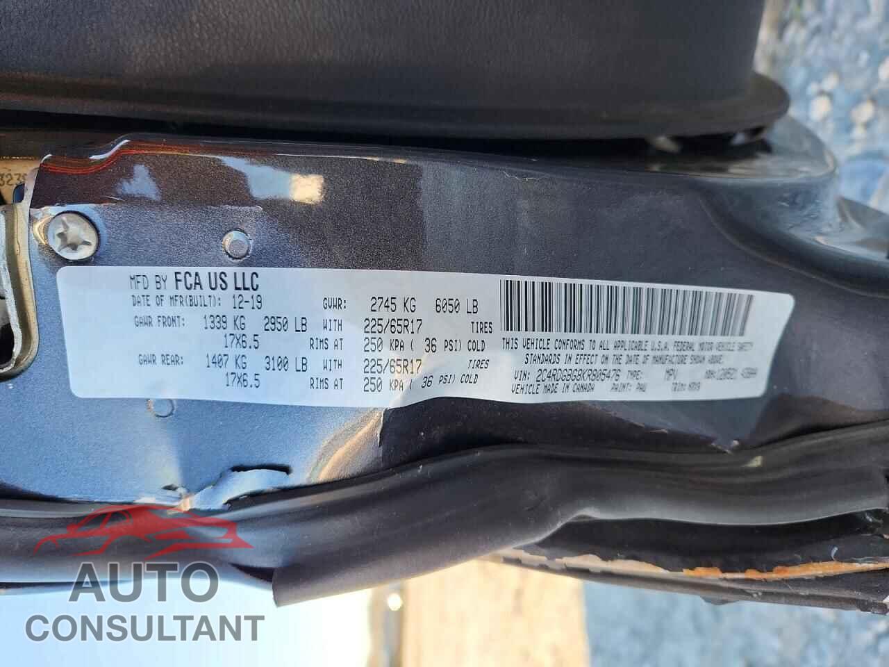 DODGE CARAVAN 2019 - 2C4RDGBG8KR805476