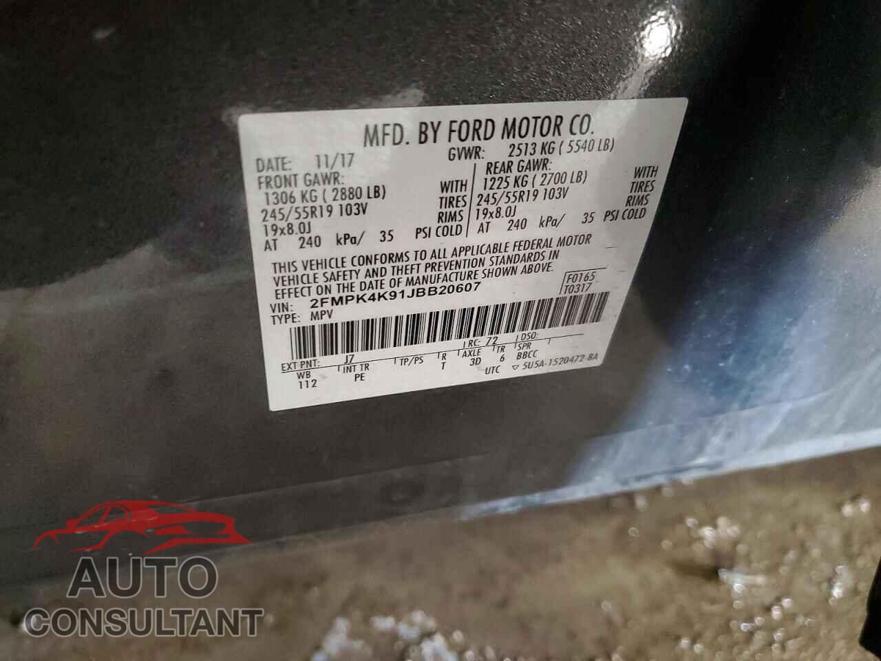 FORD EDGE 2018 - 2FMPK4K91JBB20607