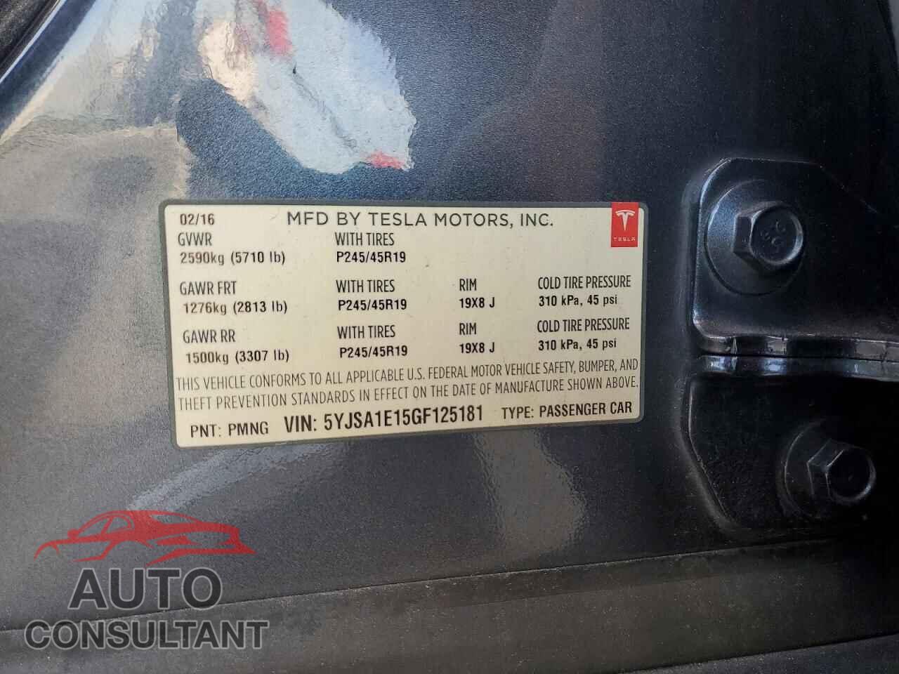 TESLA MODEL S 2016 - 5YJSA1E15GF125181