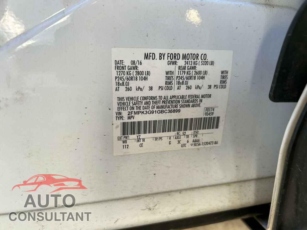 FORD EDGE 2016 - 2FMPK3G91GBC36899