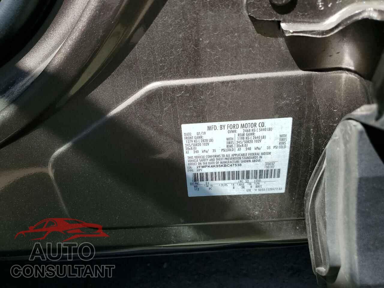 FORD EDGE 2019 - 2FMPK4K95KBC47538