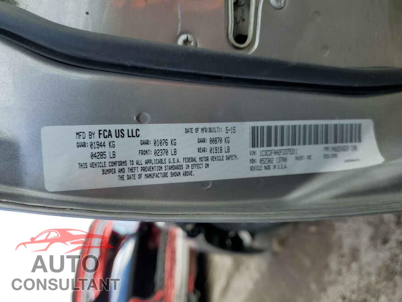 DODGE DART 2015 - 1C3CDFAA2FD375311