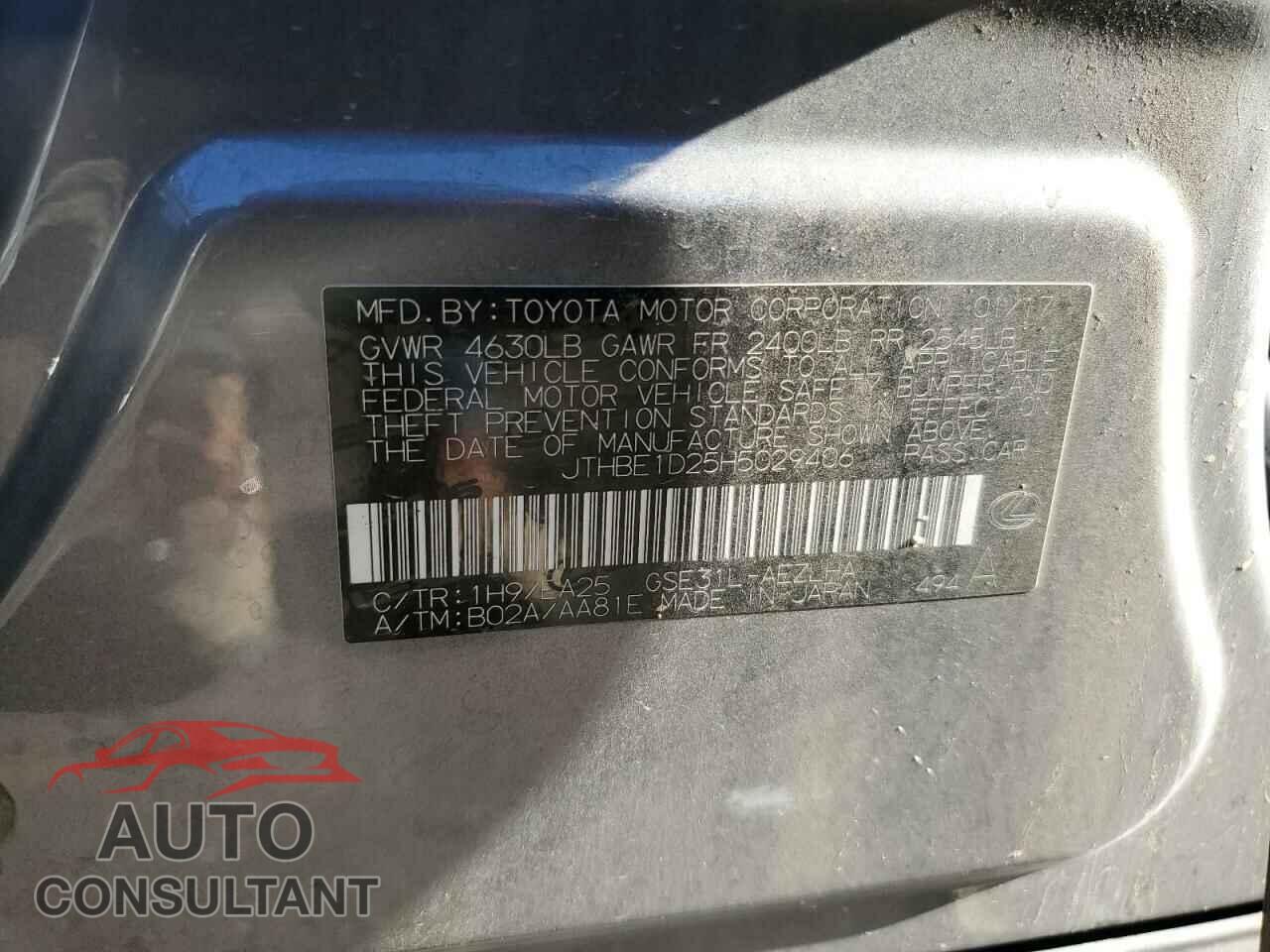 LEXUS IS 2017 - JTHBE1D25H5029406