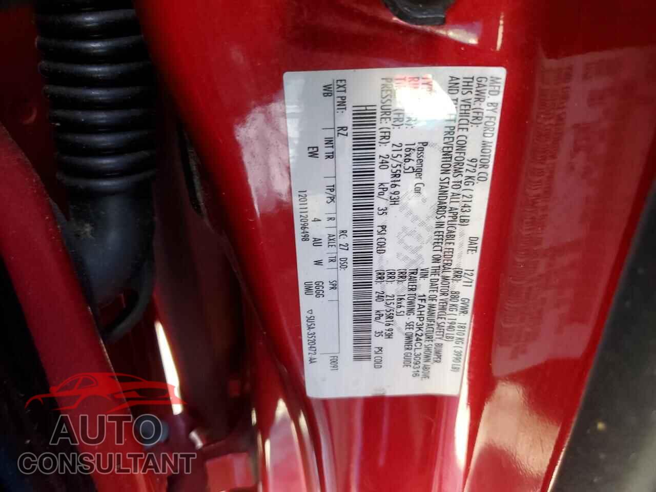 FORD FOCUS 2012 - 1FAHP3K24CL309316