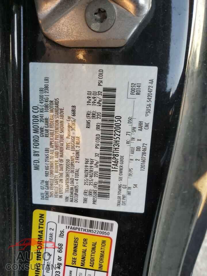 FORD MUSTANG 2017 - 1FA6P8TH3H5220050