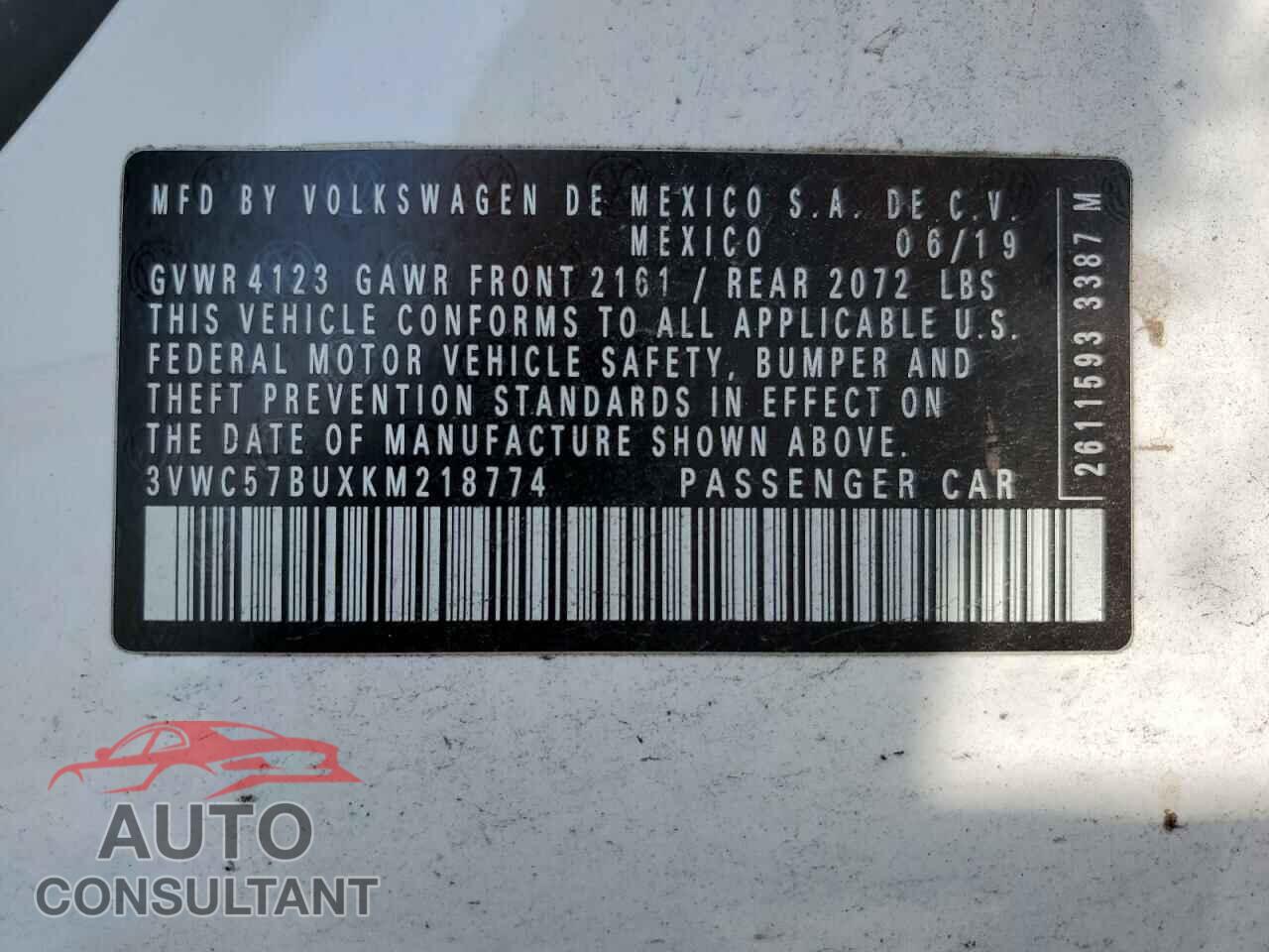 VOLKSWAGEN JETTA 2019 - 3VWC57BUXKM218774