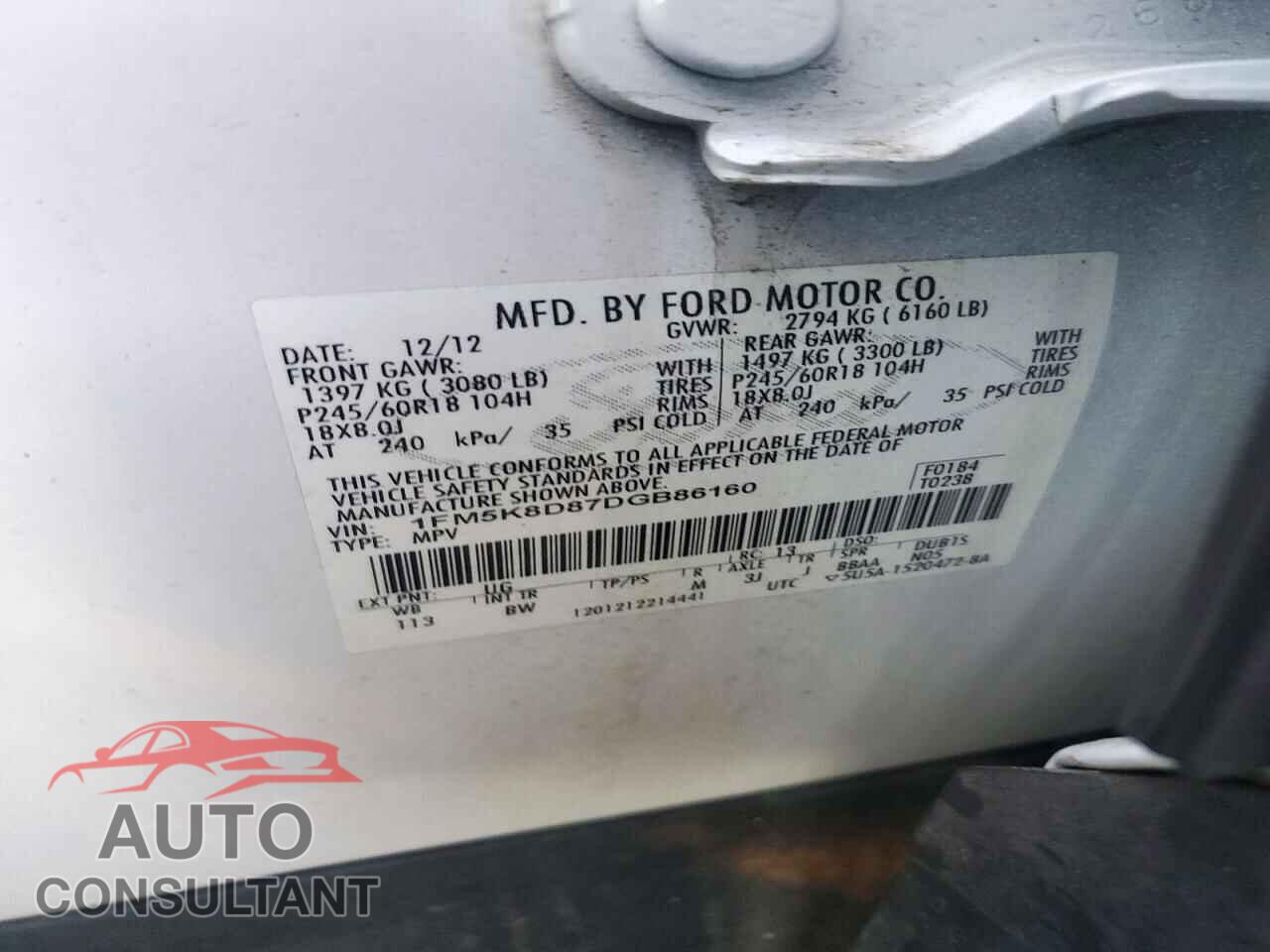 FORD EXPLORER 2013 - 1FM5K8D87DGB86160