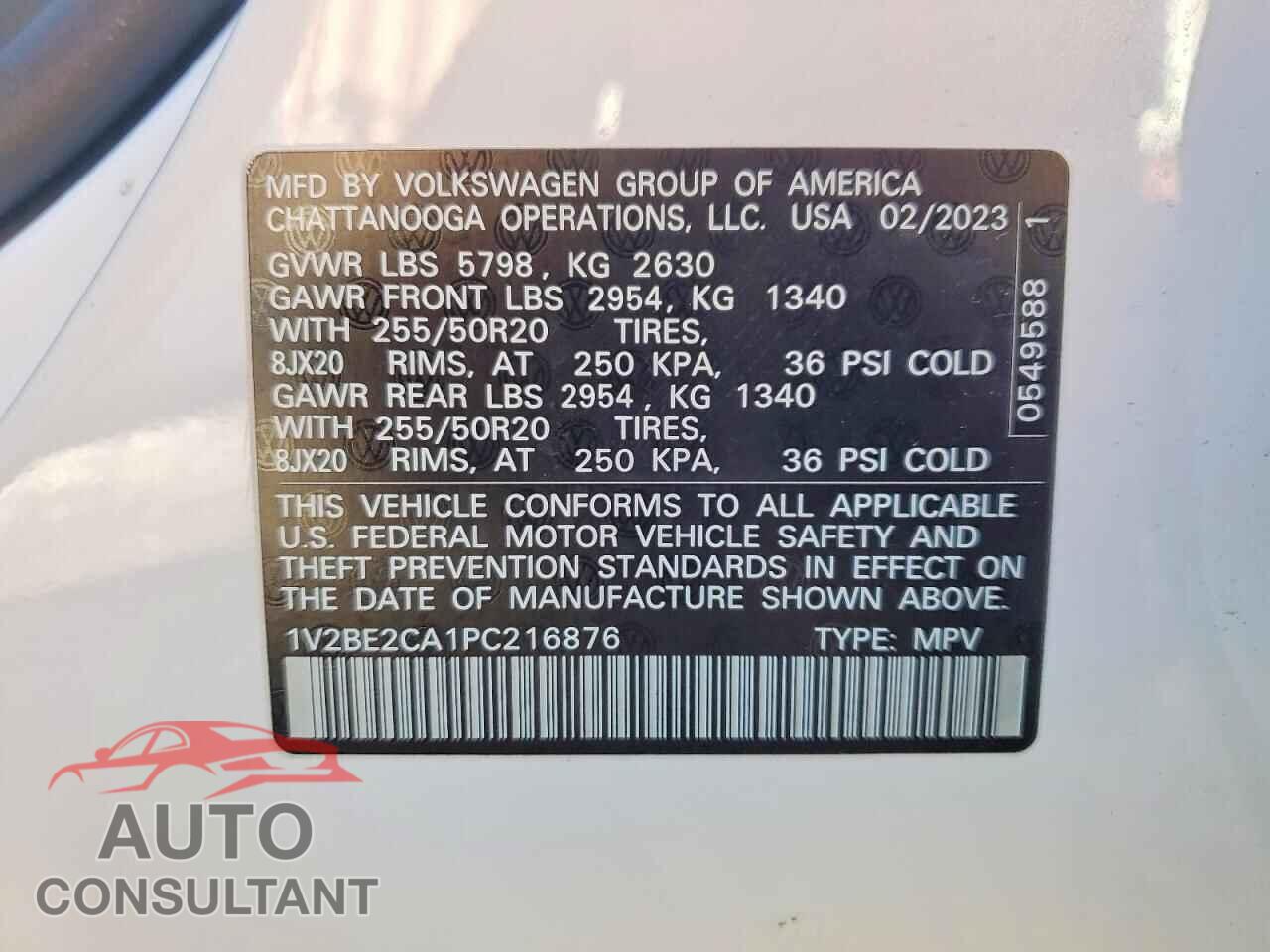 VOLKSWAGEN ATLAS 2023 - 1V2BE2CA1PC216876