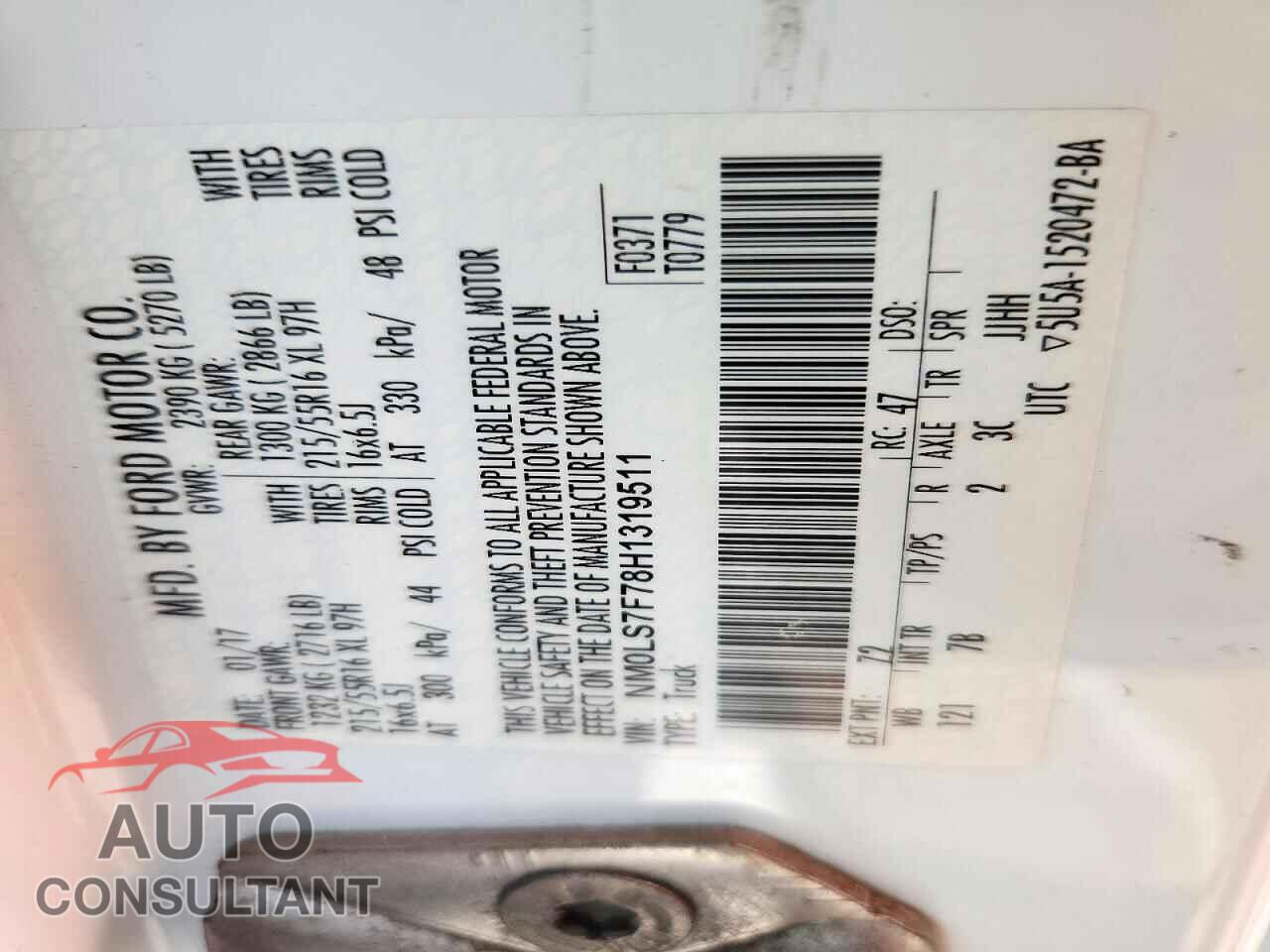 FORD TRANSIT 2017 - NM0LS7F78H1319511