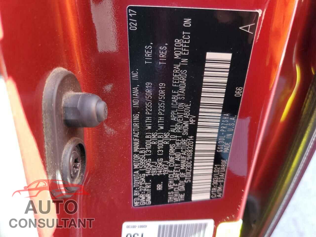 TOYOTA SIENNA 2017 - 5TDXZ3DC1HS832014