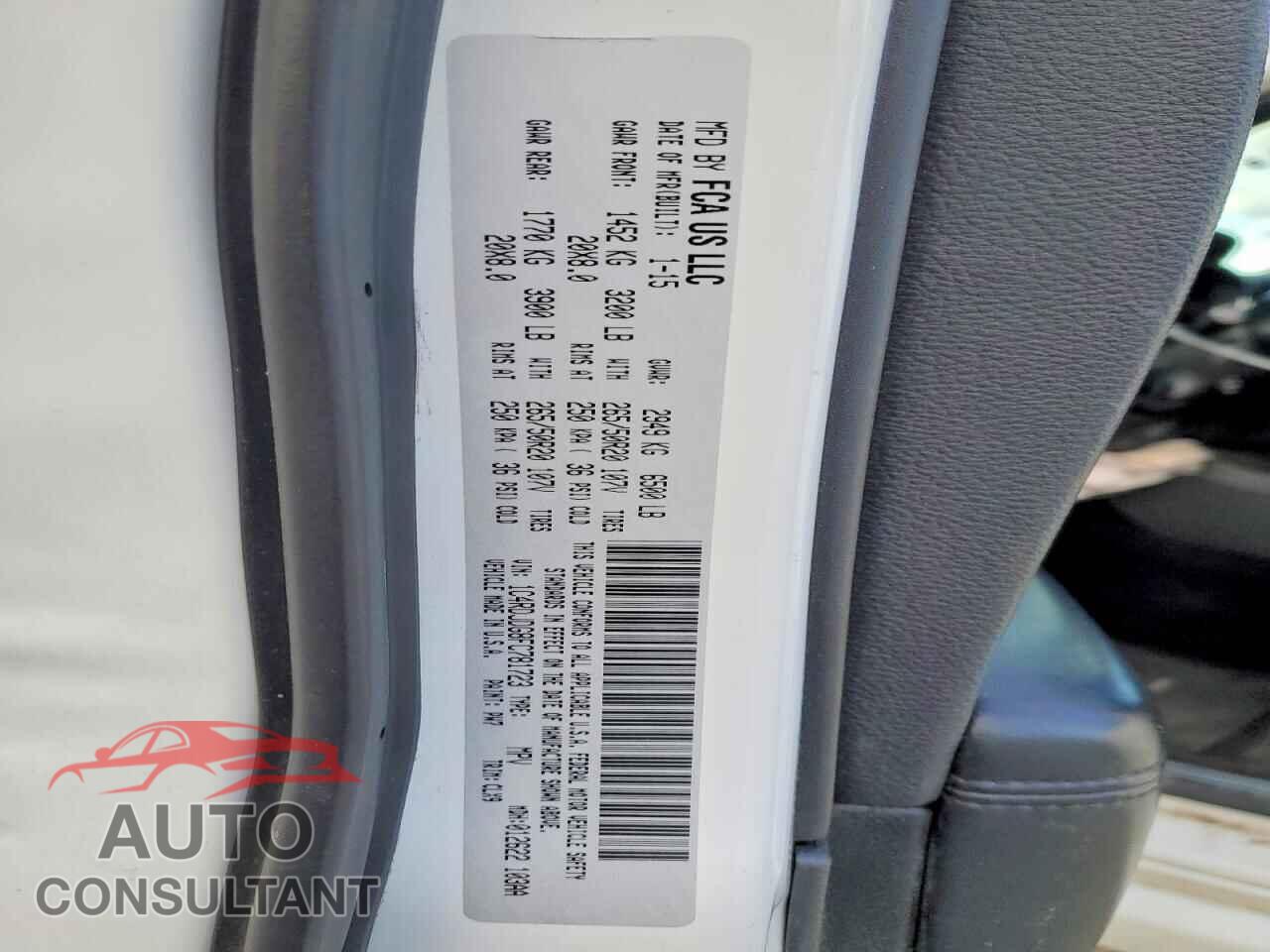 DODGE DURANGO 2015 - 1C4RDJDG8FC781723