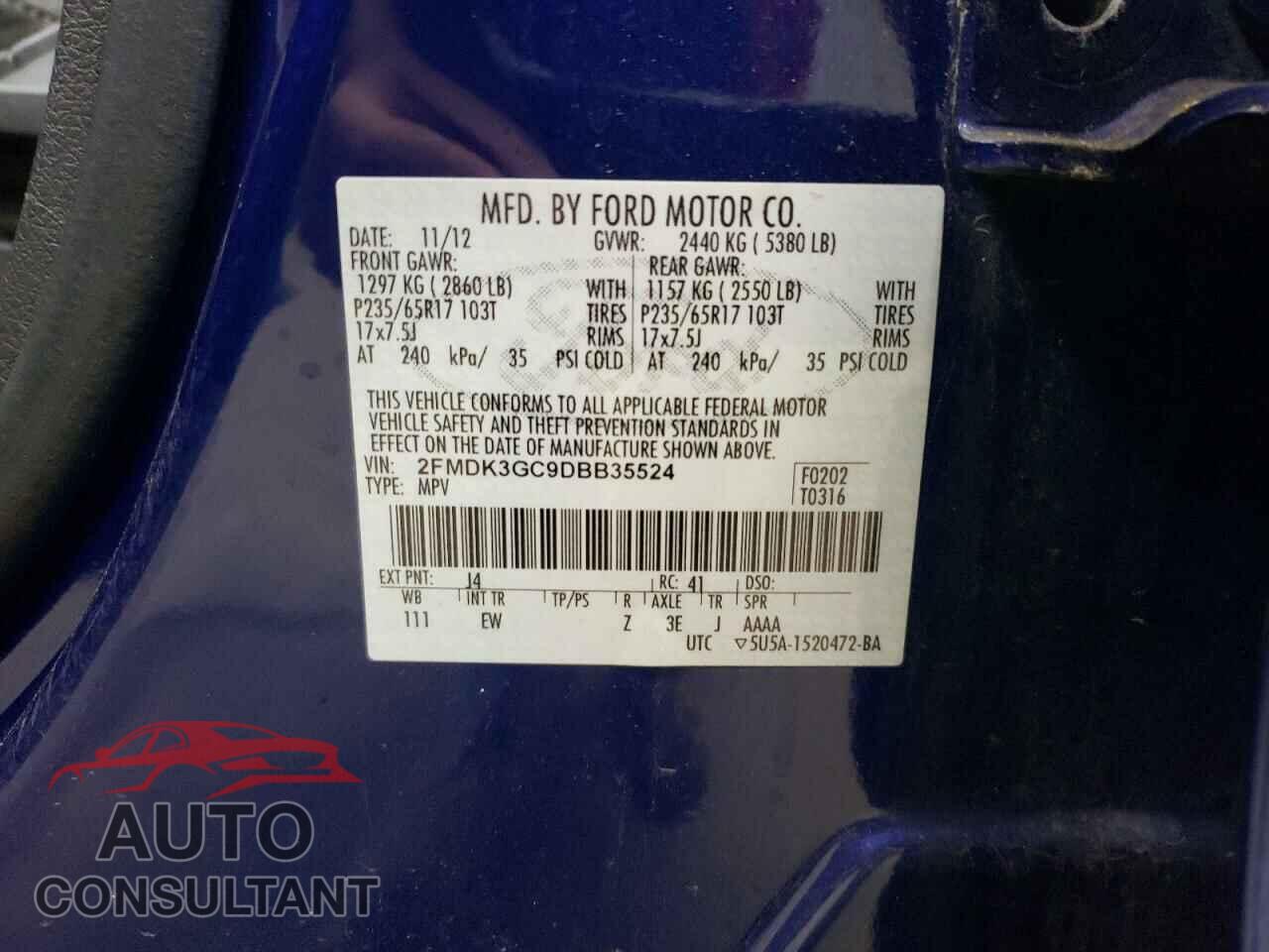 FORD EDGE 2013 - 2FMDK3GC9DBB35524