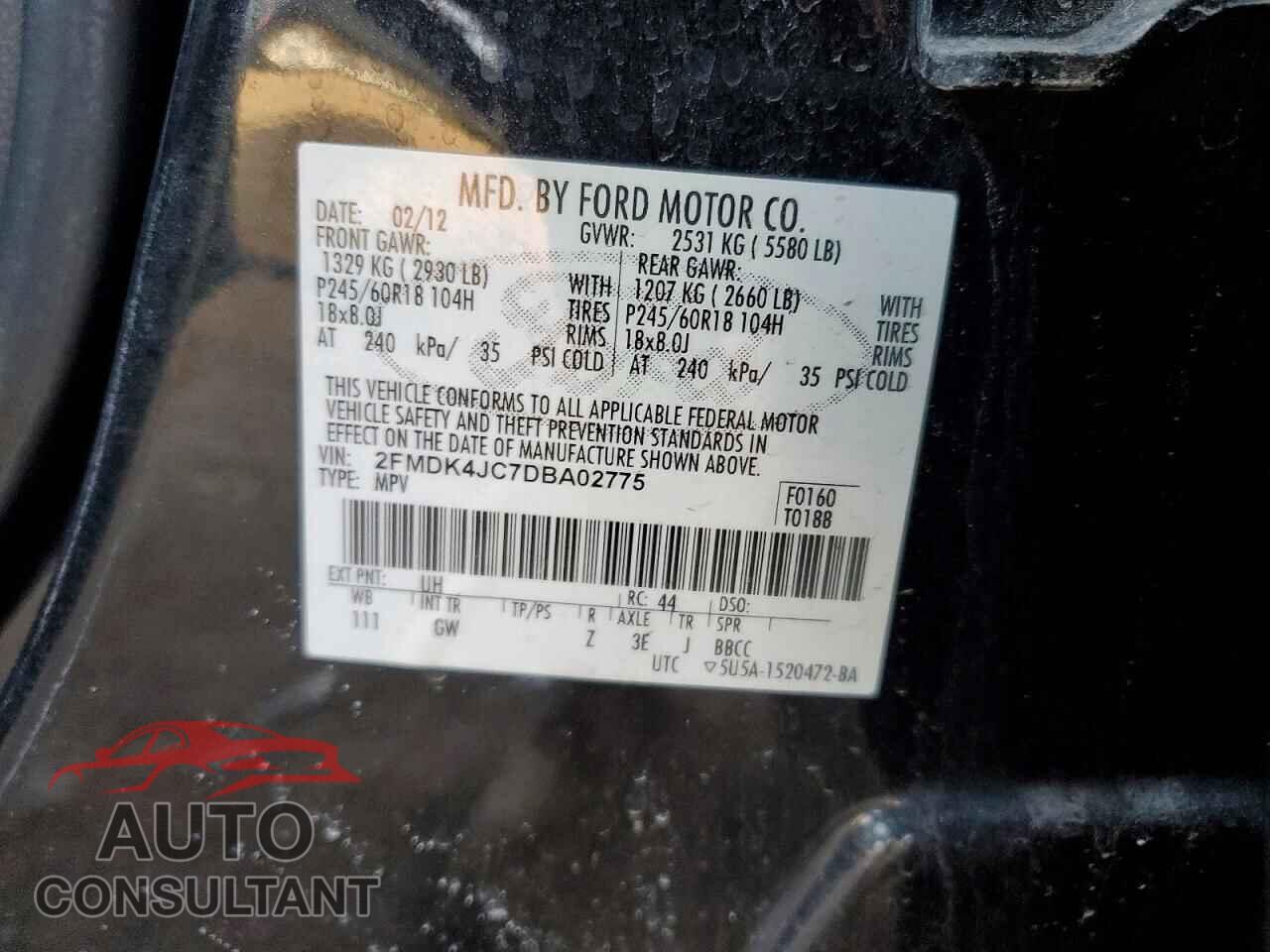 FORD EDGE 2013 - 2FMDK4JC7DBA02775
