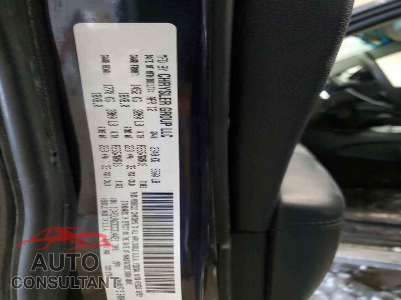 DODGE DURANGO 2012 - 1C4RDJAG3CC314421