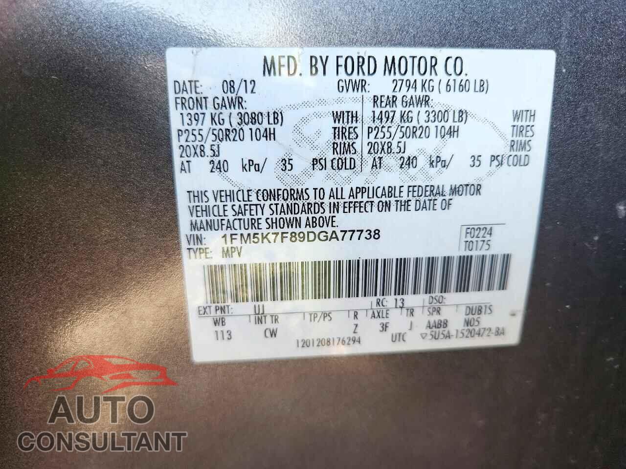 FORD EXPLORER 2013 - 1FM5K7F89DGA77738