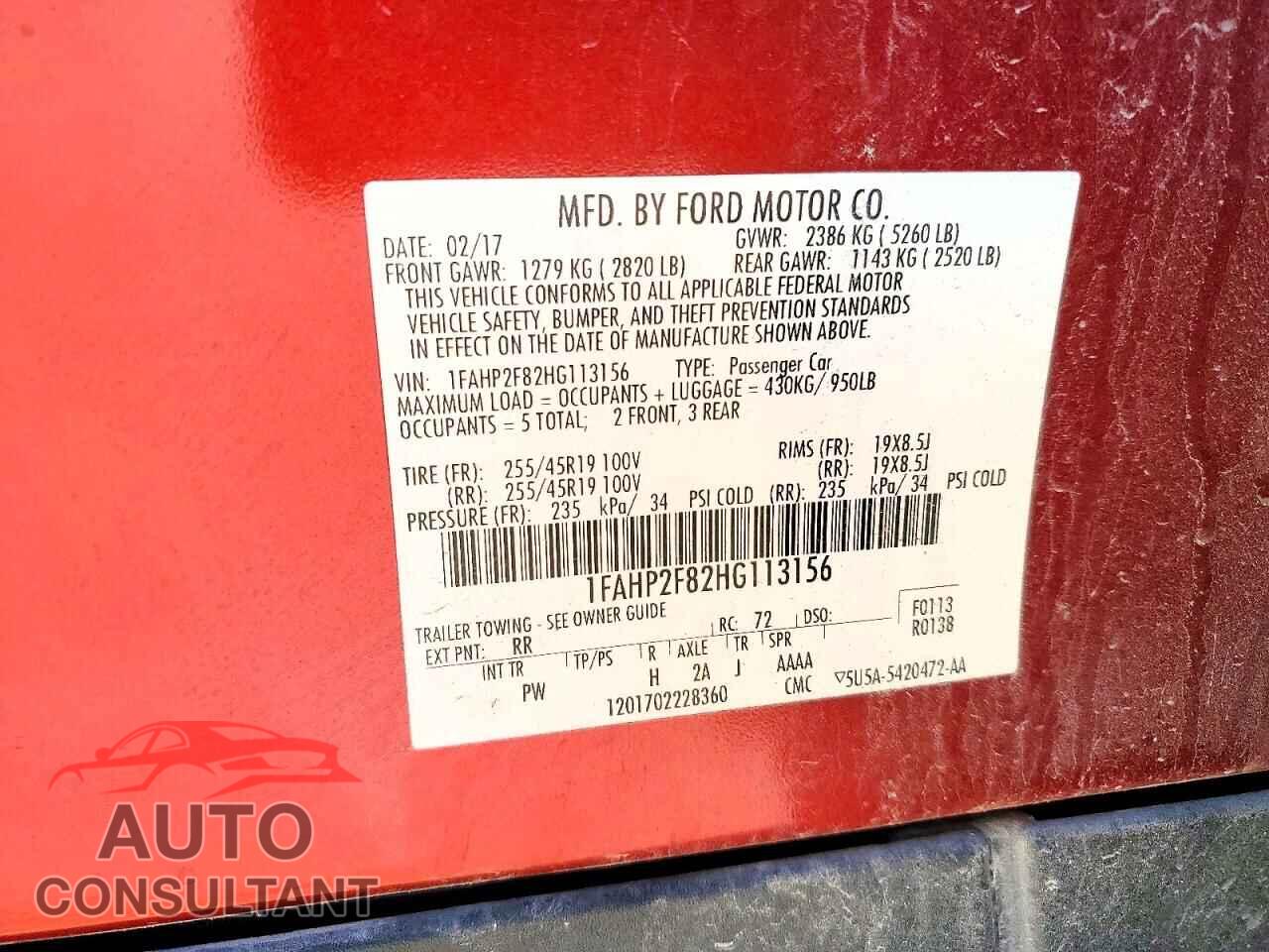 FORD TAURUS 2017 - 1FAHP2F82HG113156