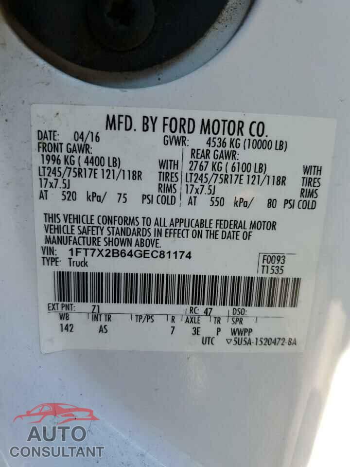 FORD F250 2016 - 1FT7X2B64GEC81174