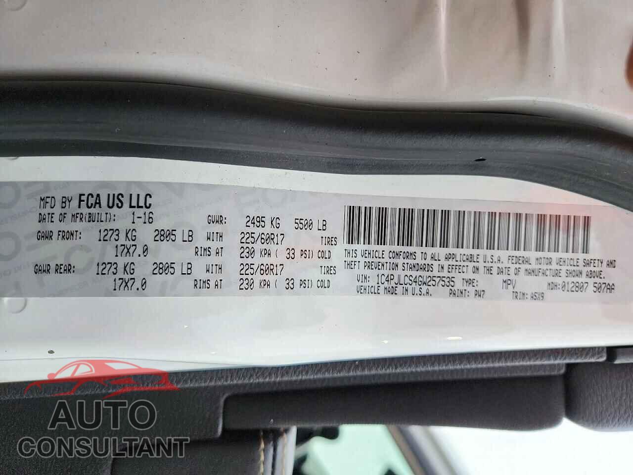 JEEP CHEROKEE 2016 - 1C4PJLCS4GW257535