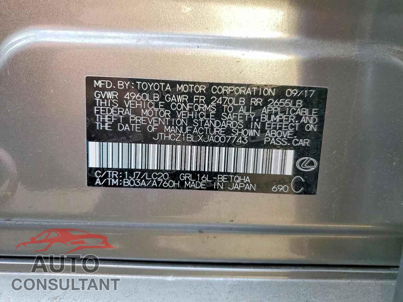 LEXUS GS350 2018 - JTHCZ1BLXJA007743