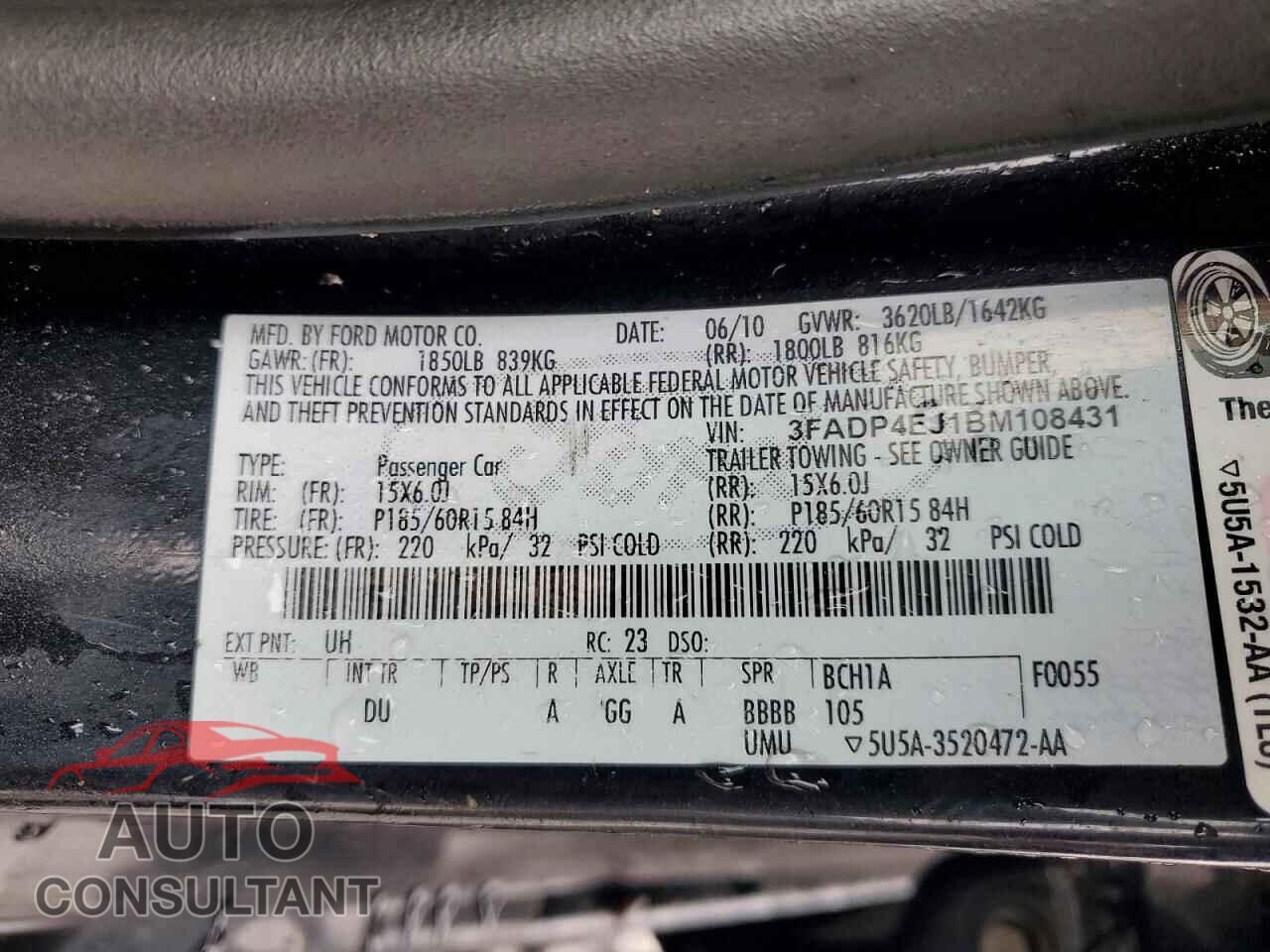 FORD FIESTA 2011 - 3FADP4EJ1BM108431