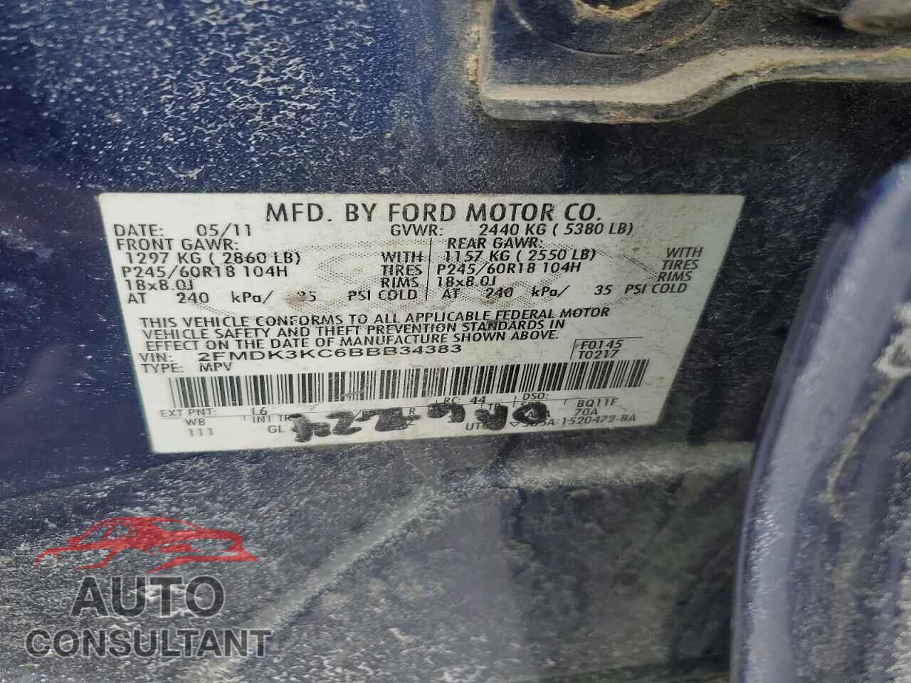 FORD EDGE 2011 - 2FMDK3KC6BBB34383