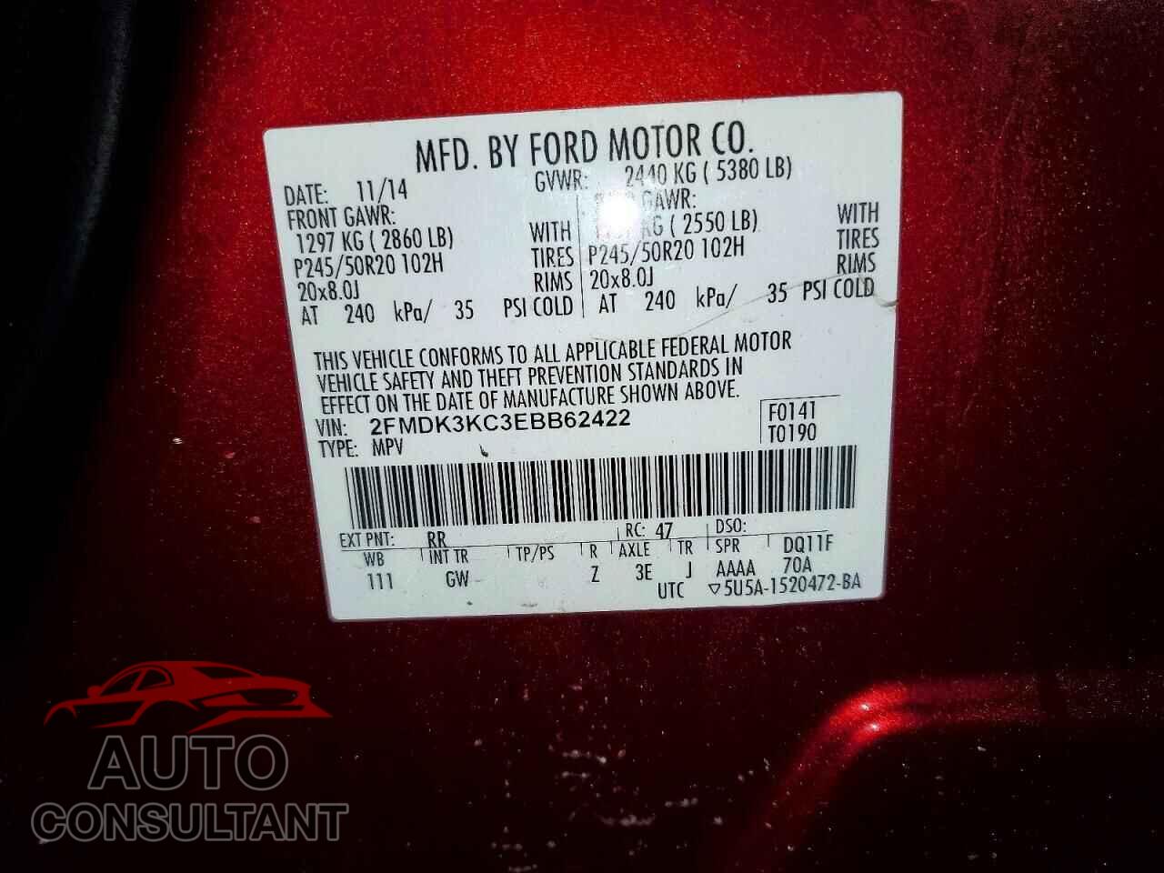 FORD EDGE 2014 - 2FMDK3KC3EBB62422