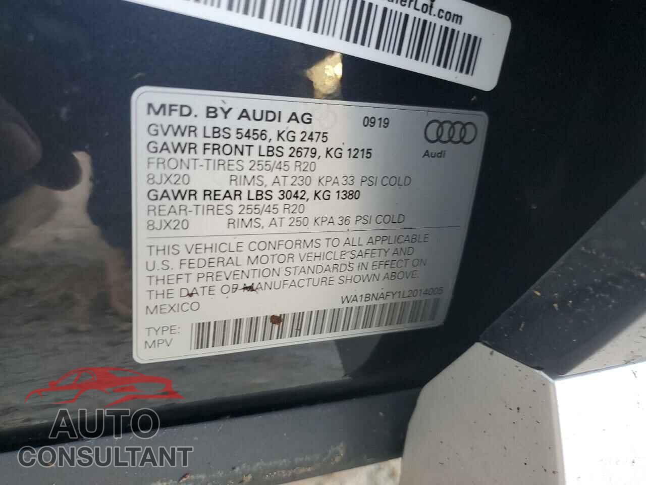 AUDI Q5 2020 - WA1BNAFY1L2014005
