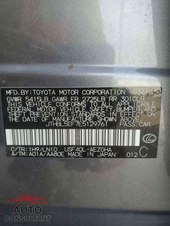 LEXUS LS460 2014 - JTHBL5EF7E5129761