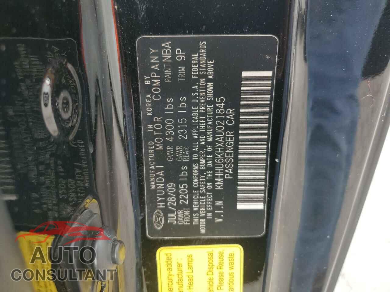 HYUNDAI GENESIS 2010 - KMHHU6KHXAU021845