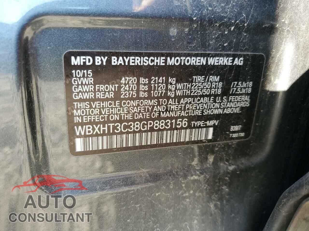 BMW X1 2016 - WBXHT3C38GP883156