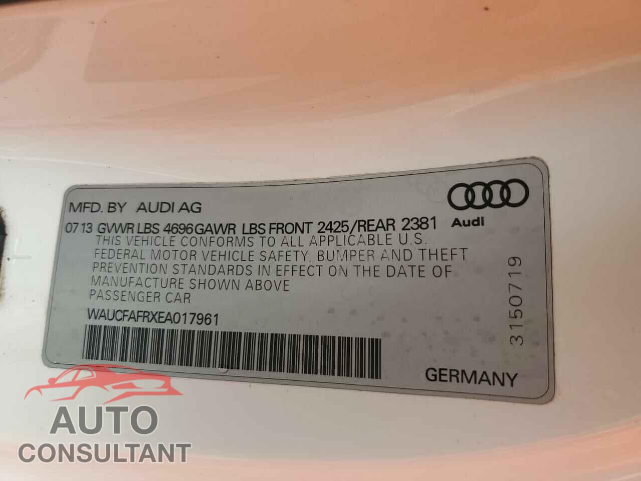 AUDI A5 2014 - WAUCFAFRXEA017961