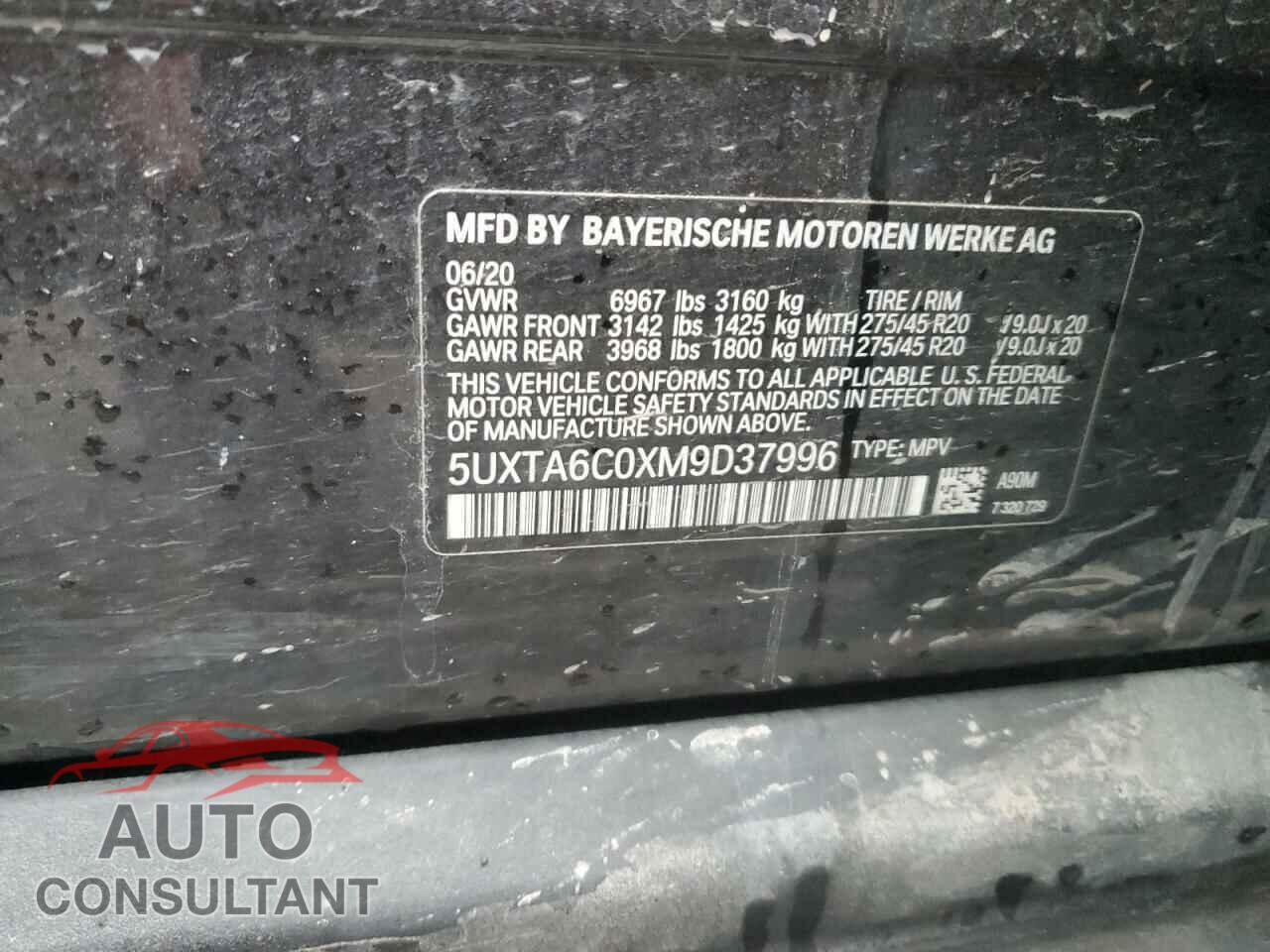 BMW X5 2021 - 5UXTA6C0XM9D37996