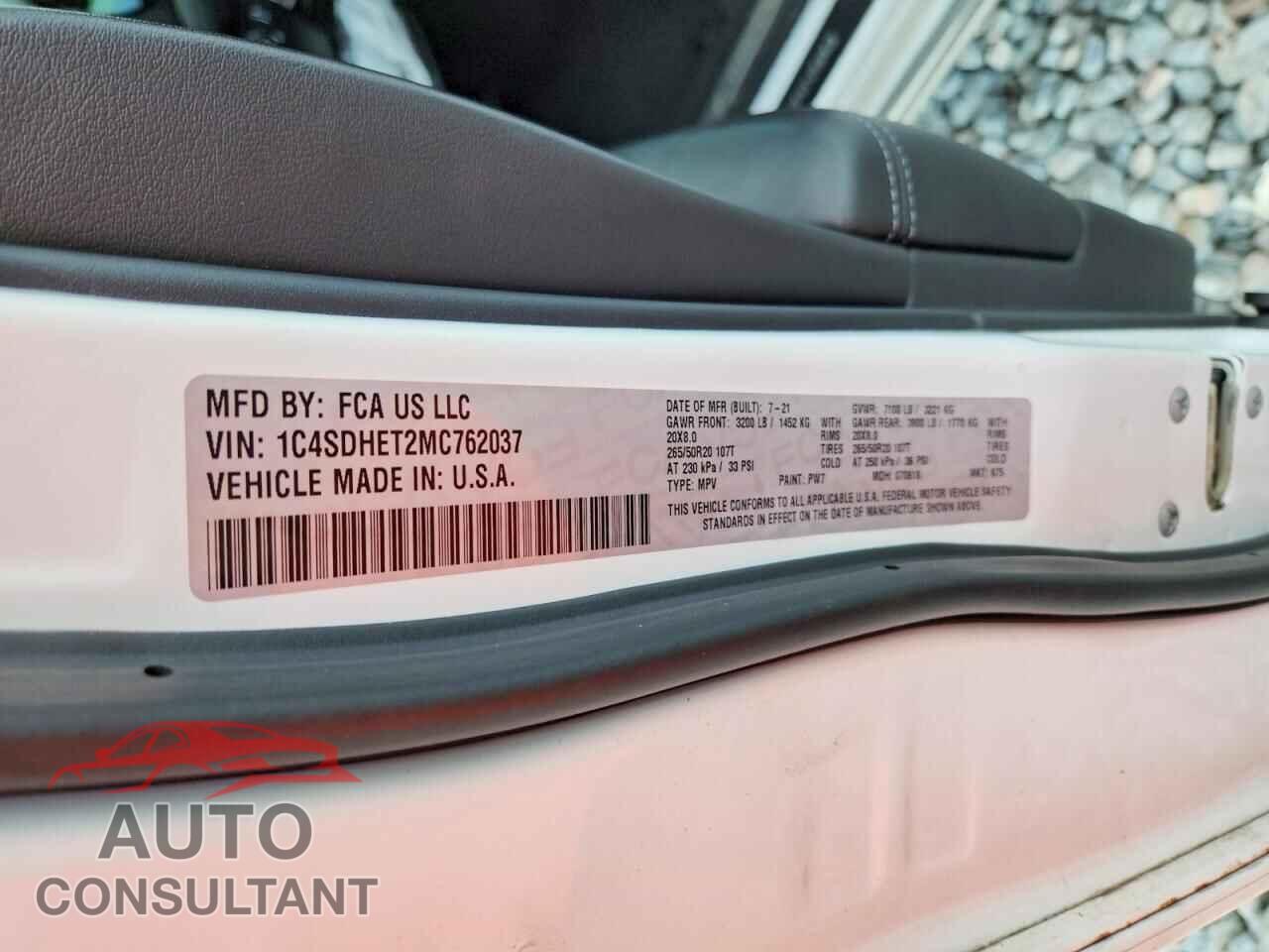 DODGE DURANGO 2021 - 1C4SDHET2MC762037