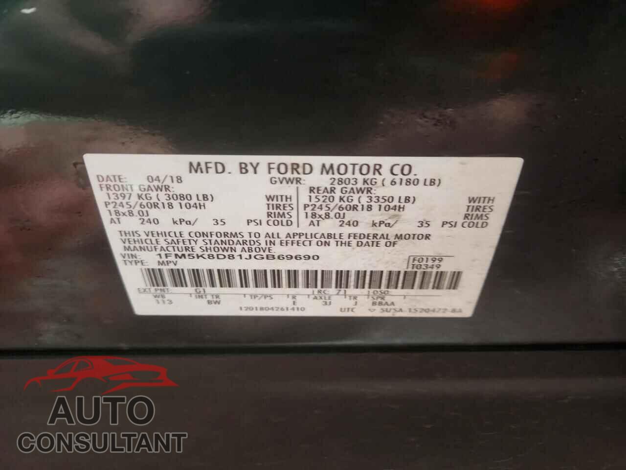 FORD EXPLORER 2018 - 1FM5K8D81JGB69690